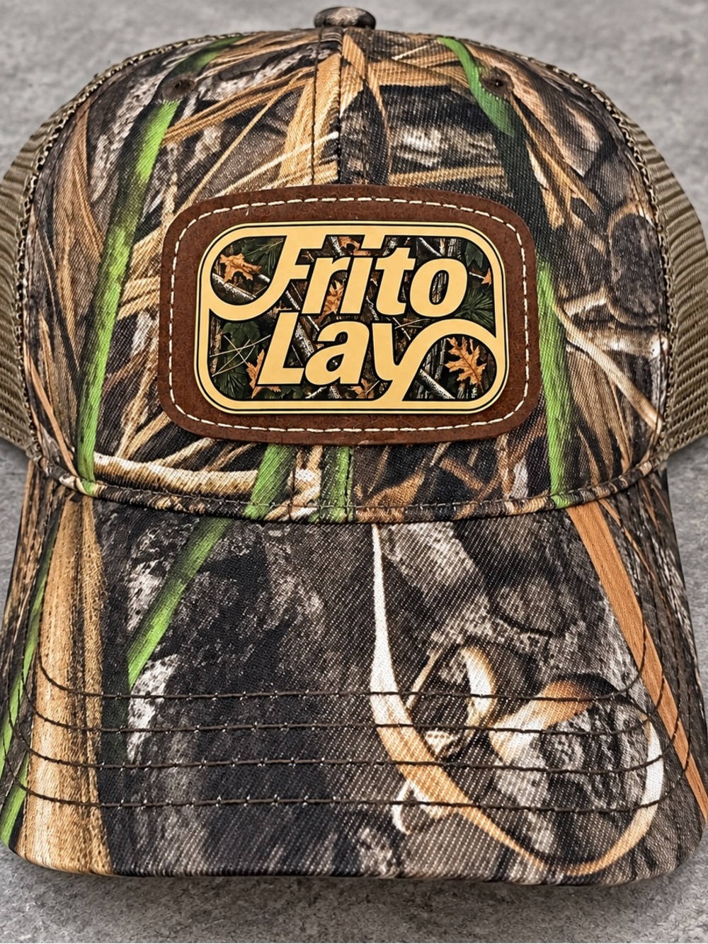 Frito Lay NWT Mossy Oak adjustable Camouflage Trucker Cap - Brown/Green